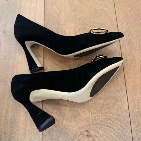 Ron White Dayna Buckle Cashmere & Suede Pumps 36 1/2 - Picture 8 of 15